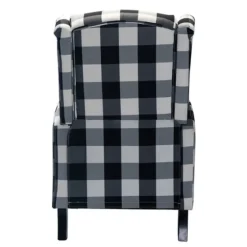 Black And White Buffalo Check Wingback Recliner-Kirkland's Home Sale