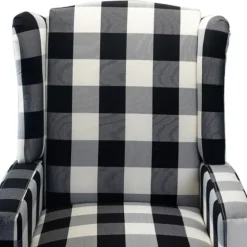 Black And White Buffalo Check Wingback Recliner-Kirkland's Home Sale