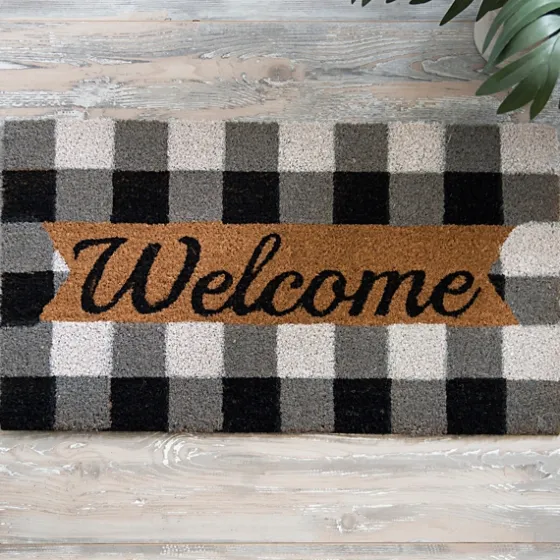Black And White Buffalo Check Welcome Mat-Kirkland's Home Sale