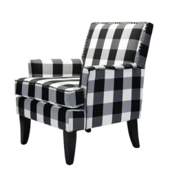 Black And White Buffalo Check Armchair-Kirkland's Home Cheap