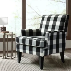 Black And White Buffalo Check Armchair-Kirkland's Home Cheap