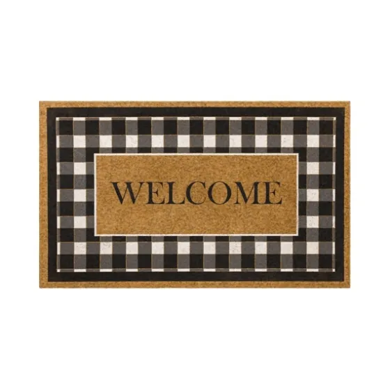 Black And White Buffalo Check Welcome Doormat-Kirkland's Home Sale