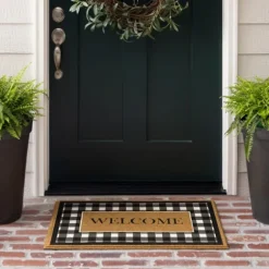 Black And White Buffalo Check Welcome Doormat-Kirkland's Home Sale