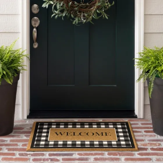 Black And White Buffalo Check Welcome Doormat-Kirkland's Home Sale