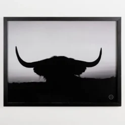Black And White Bull Silhouette Framed Art Print-Kirkland's Home Outlet