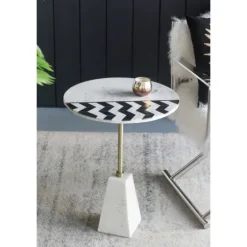 Black And White Chevron Marble Accent Table-Kirkland's Home Hot