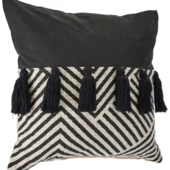 Black And White Chevron Pillow With Tassels-Kirkland's Home Sale