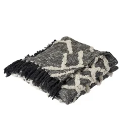 Black And White Cotton Geometric Tufted Throw-Kirkland's Home Shop