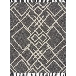 Black And White Cotton Geometric Tufted Throw-Kirkland's Home Shop