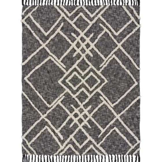 Black And White Cotton Geometric Tufted Throw-Kirkland's Home Shop