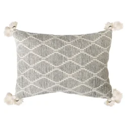 Black And White Diamond Woven Lumbar Pillow-Kirkland's Home Best