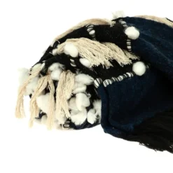 Black And White Eclectic Woven Throw With Tassels-Kirkland's Home Online