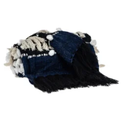 Black And White Eclectic Woven Throw With Tassels-Kirkland's Home Online