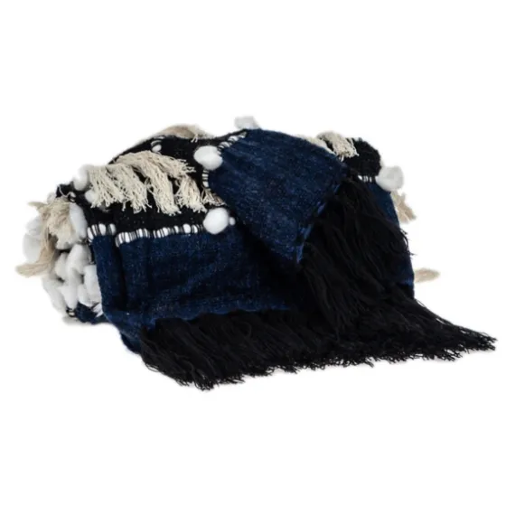 Black And White Eclectic Woven Throw With Tassels-Kirkland's Home Online
