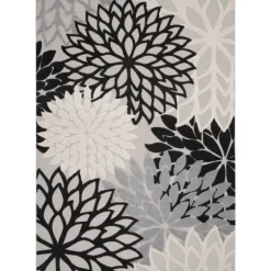 Black And White Floral Outdoor Area Rug, 7X10-Kirkland's Home Best Sale