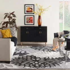 Black And White Floral Outdoor Area Rug, 7X10-Kirkland's Home Best Sale