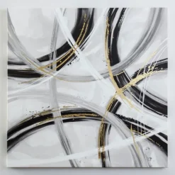 Black And White Foiled Abstract Canvas Art Print-Kirkland's Home Clearance