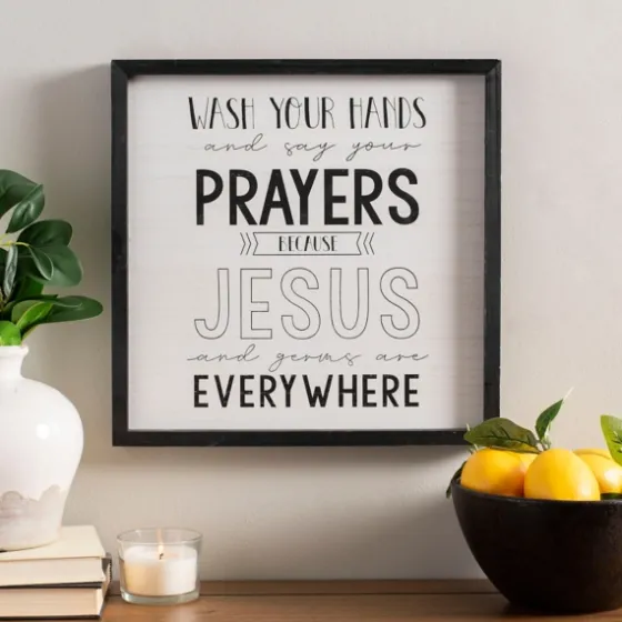 Black And White Jesus And Germs Plaque-Kirkland's Home Sale