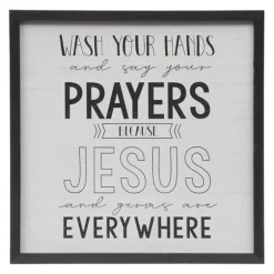 Black And White Jesus And Germs Plaque-Kirkland's Home Sale