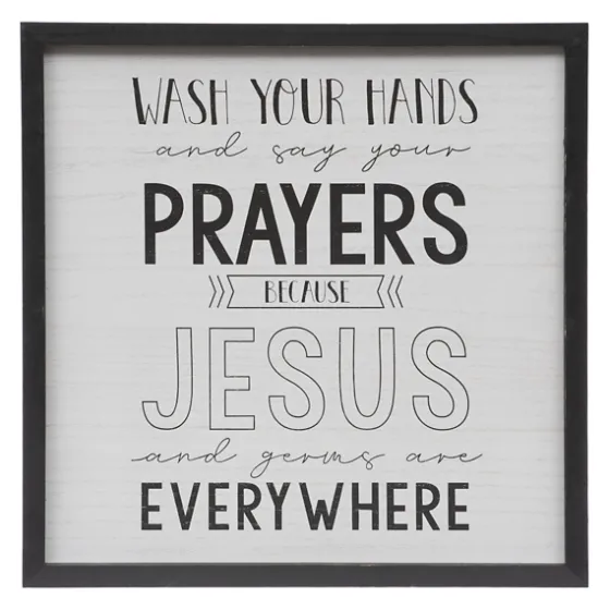 Black And White Jesus And Germs Plaque-Kirkland's Home Sale