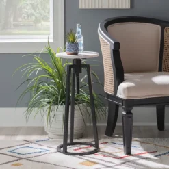Black And White Marble Adjustable Drink Table-Kirkland's Home Discount