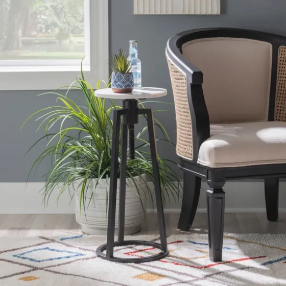 Black And White Marble Adjustable Drink Table-Kirkland's Home Discount