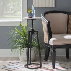 Black And White Marble Adjustable Drink Table-Kirkland's Home Discount