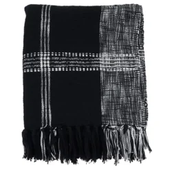 Black And White Plaid Fringed Throw-Kirkland's Home Fashion