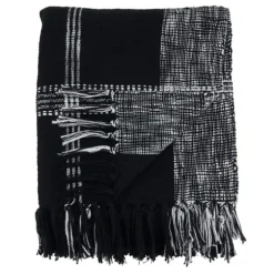 Black And White Plaid Fringed Throw-Kirkland's Home Fashion
