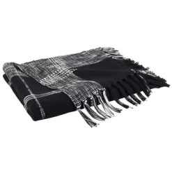 Black And White Plaid Fringed Throw-Kirkland's Home Fashion