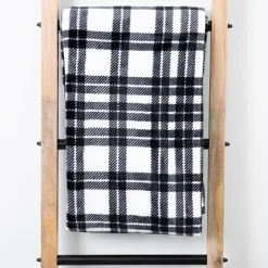 Black And White Railroad Plaid Throw-Kirkland's Home Online