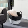 Black And White Seagrass Ring Handle Basket-Kirkland's Home Shop