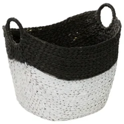 Black And White Seagrass Ring Handle Basket-Kirkland's Home Shop