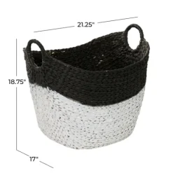 Black And White Seagrass Ring Handle Basket-Kirkland's Home Shop