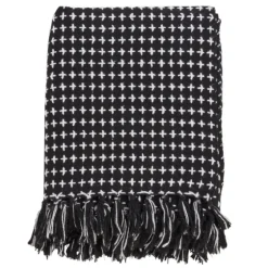 Black And White Stitched Cotton Throw-Kirkland's Home Store