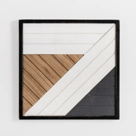 Black And White Striped Abstract Wall Plaque-Kirkland's Home Best