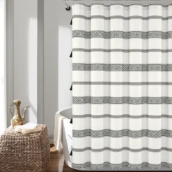 Black And White Striped Boho Shower Curtain-Kirkland's Home Online