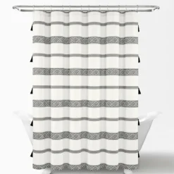 Black And White Striped Boho Shower Curtain-Kirkland's Home Online