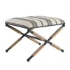 Black And White Striped Upholstered Ottoman-Kirkland's Home Outlet