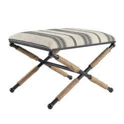 Black And White Striped Upholstered Ottoman-Kirkland's Home Outlet