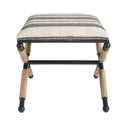 Black And White Striped Upholstered Ottoman-Kirkland's Home Outlet