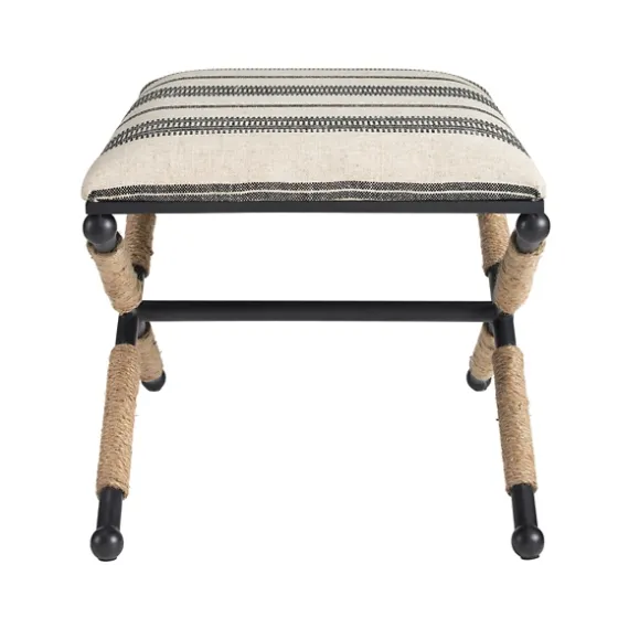 Black And White Striped Upholstered Ottoman-Kirkland's Home Outlet