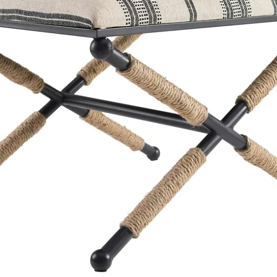 Black And White Striped Upholstered Ottoman-Kirkland's Home Outlet