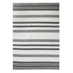 Black And White Woven Stripe Outdoor Area Rug, 5X7-Kirkland's Home Store