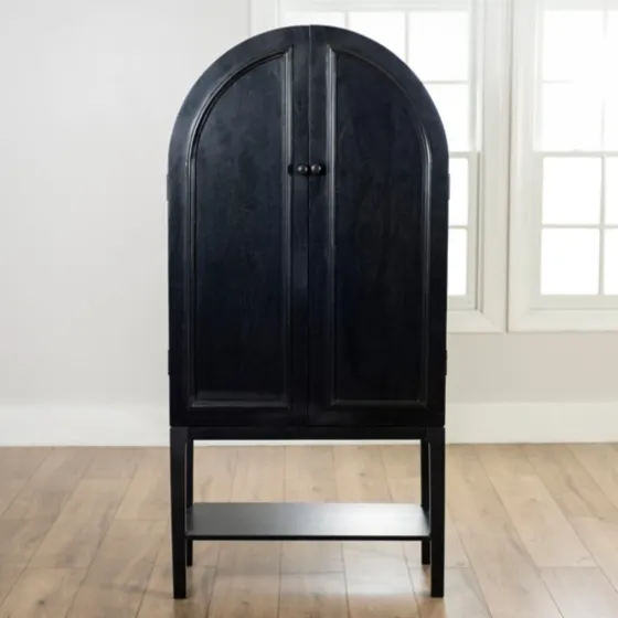 Black Arch Wood Bar Cabinet-Kirkland's Home Sale