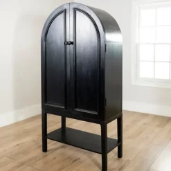 Black Arch Wood Bar Cabinet-Kirkland's Home Sale