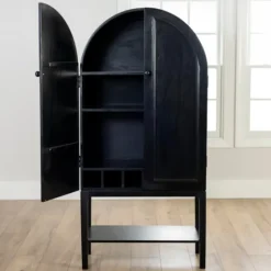 Black Arch Wood Bar Cabinet-Kirkland's Home Sale