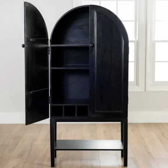 Black Arch Wood Bar Cabinet-Kirkland's Home Sale