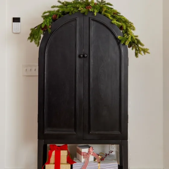 Black Arch Wood Bar Cabinet-Kirkland's Home Sale