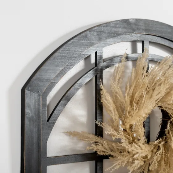 Black Arched Pane And Pampas Wall Plaque-Kirkland's Home Cheap